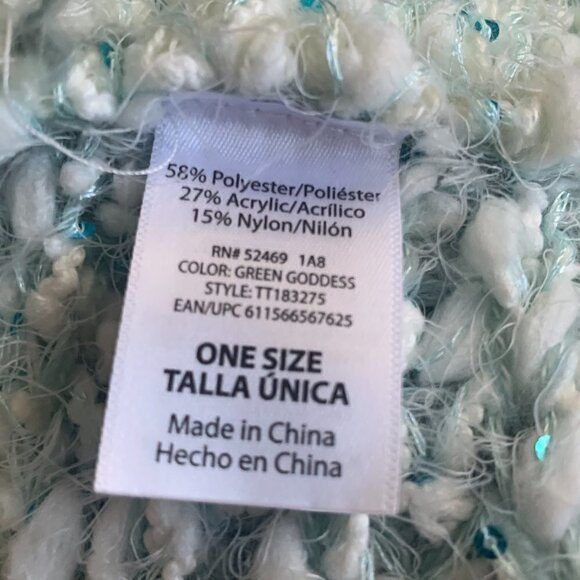 Nubby Knit Sequined Cozy Infinity Scarf in "Green Goddess" 115X - Picture 6 of 7